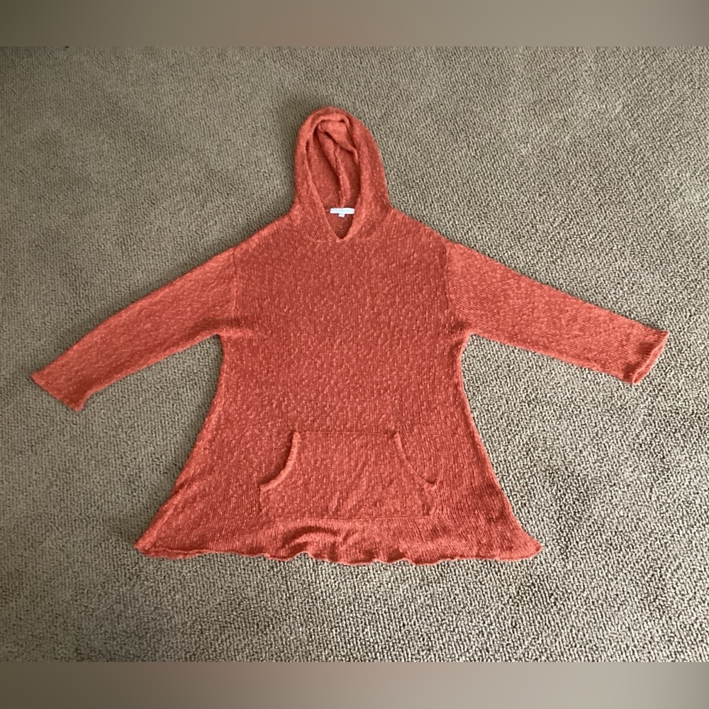Bryn Walker orange hoodie tunic sweater, Size M
